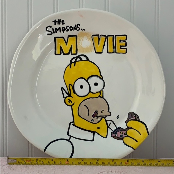 Hand Painted The Simpsons 🍩 Movie 🍿 Donut Plate - Picture 2 of 3